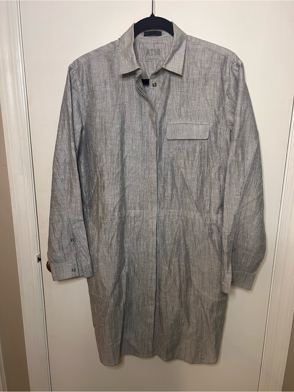 ATM ANTHONY THOMAS MELILLO GRAY CRINKLE SHIRT DRESS SIZE SMALL